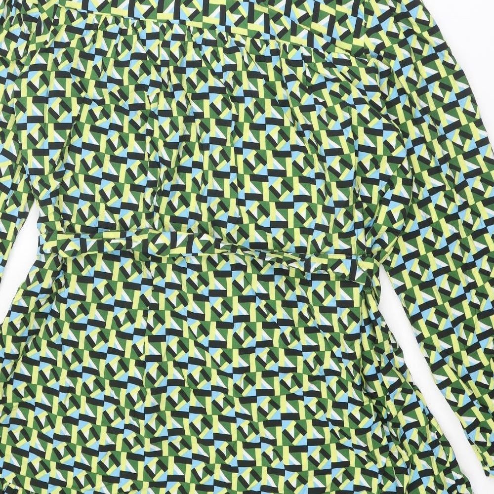 Zara Womens Multicoloured Geometric Viscose A-Line Size S Round Neck Pullover