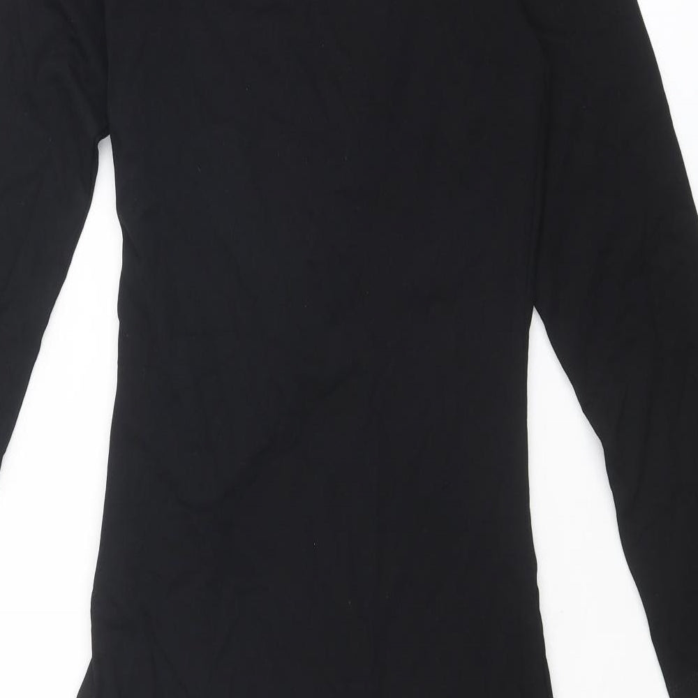 Iris & Ink Womens Black Viscose A-Line Size 8 V-Neck Zip