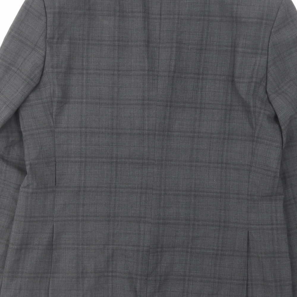 Marks & Spencer Mens Grey Plaid Wool Jacket Suit Jacket Size 40 Regular