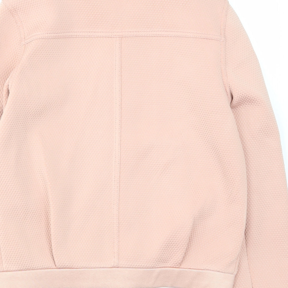 Topshop Womens Pink Herringbone Jacket Size 10 Zip