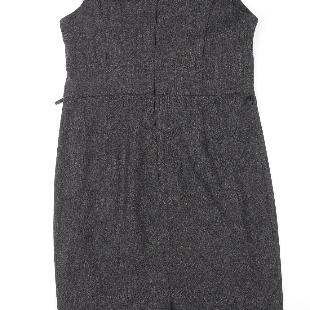 BHS Womens Grey Polyester Shift Size 12 Round Neck Zip
