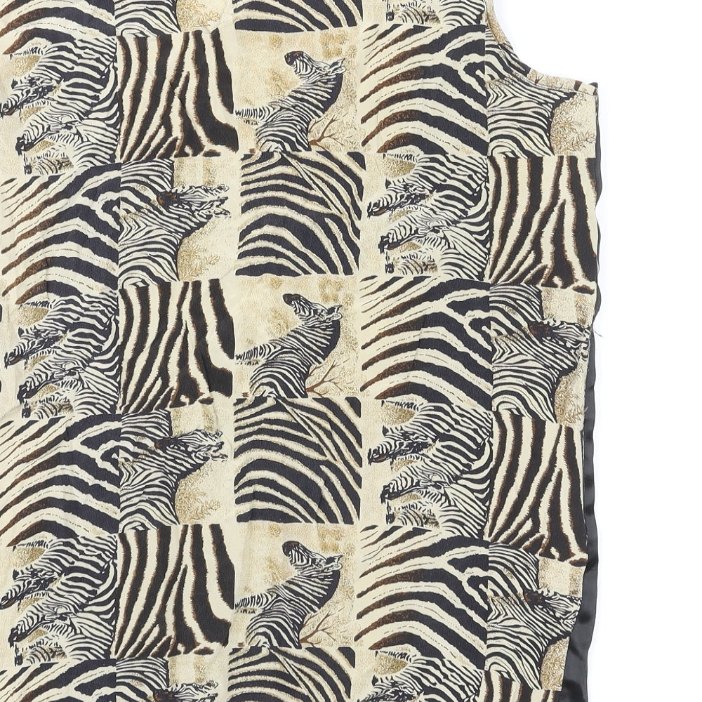Roberta Womens Multicoloured Animal Print Polyester Basic Tank Size 8 Round Neck - Zebra Print