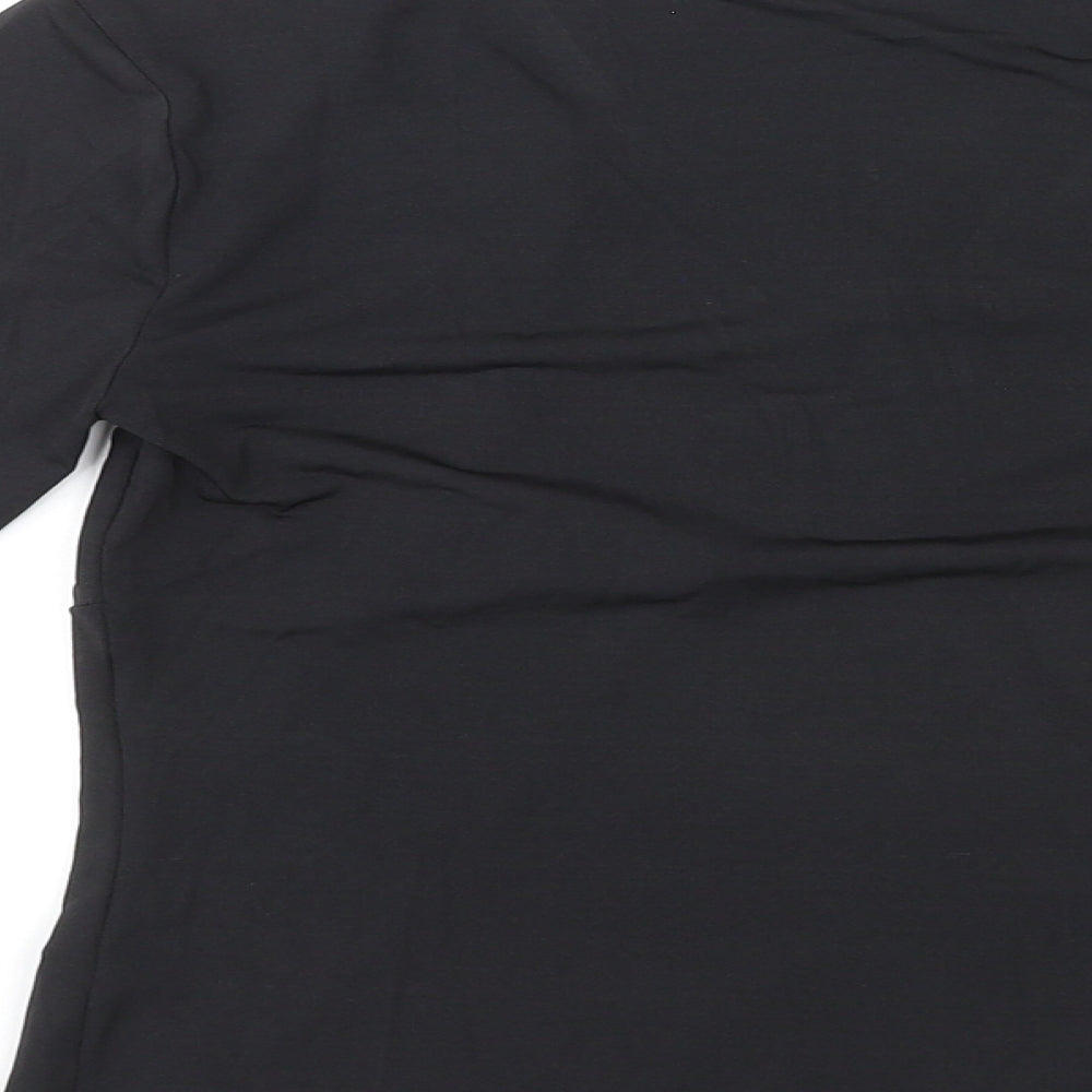 Jeuvre Womens Black Polyester Basic T-Shirt Size 10 V-Neck - Wrap Style