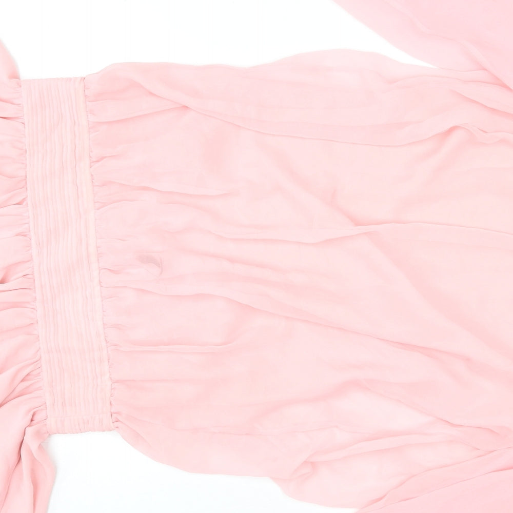 Centente Womens Pink Polyester Mermaid Size 10 V-Neck Pullover