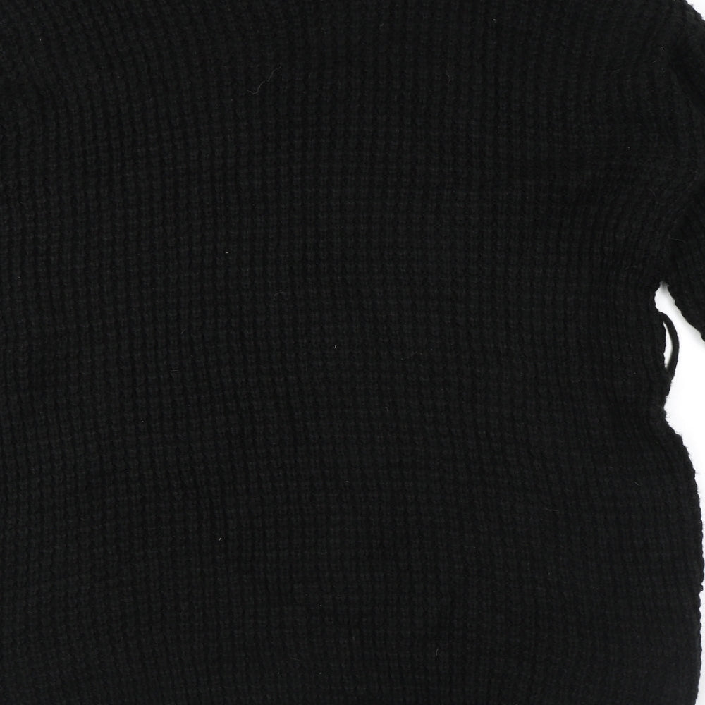 PRETTYLITTLETHING Womens Black Round Neck Acrylic Pullover Jumper Size 12