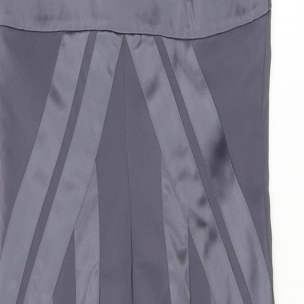 Debut Womens Silver Polyester Sheath Size 8 V-Neck Zip