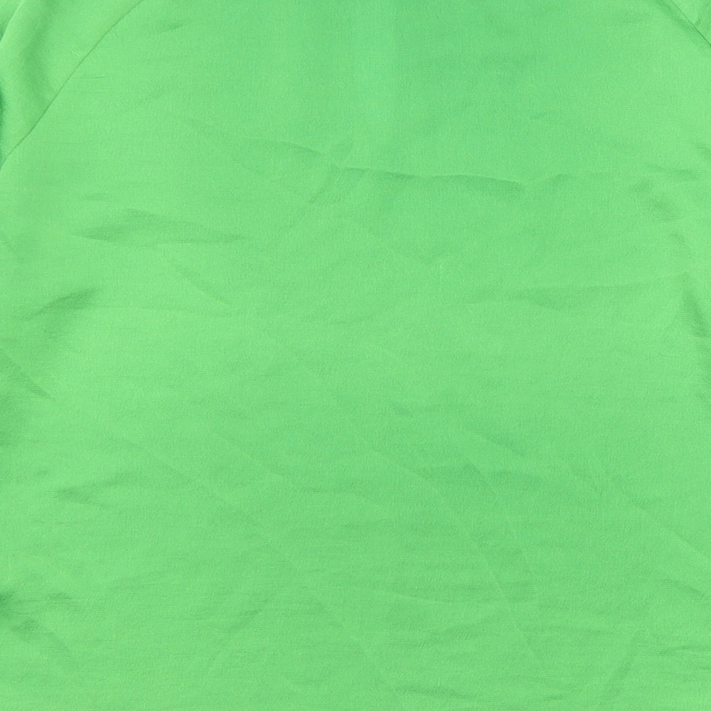 Marks & Spencer Womens Green Polyester Basic Blouse Size 8 Round Neck