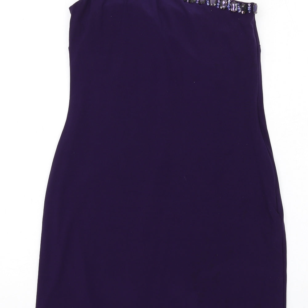 Basix Womens Purple Polyester Mini Size 4 One Shoulder Zip