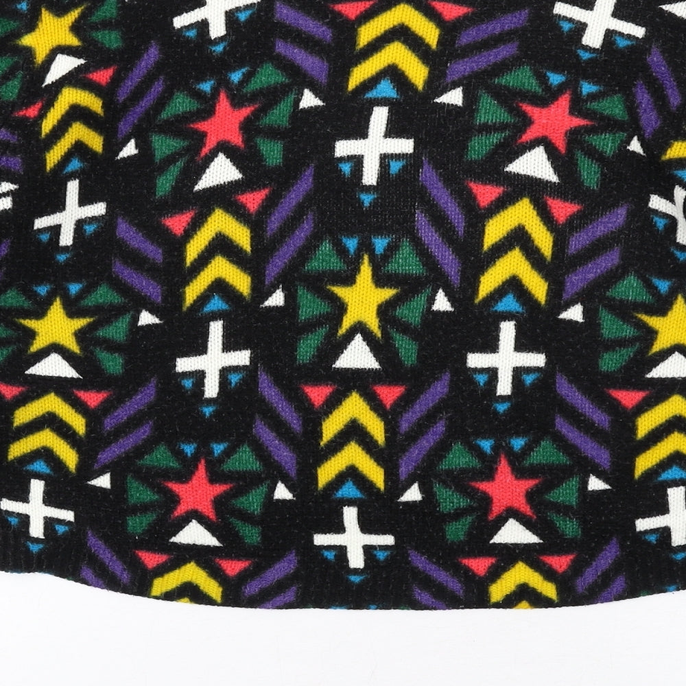 H&M Womens Multicoloured Round Neck Geometric Acrylic Pullover Jumper Size S