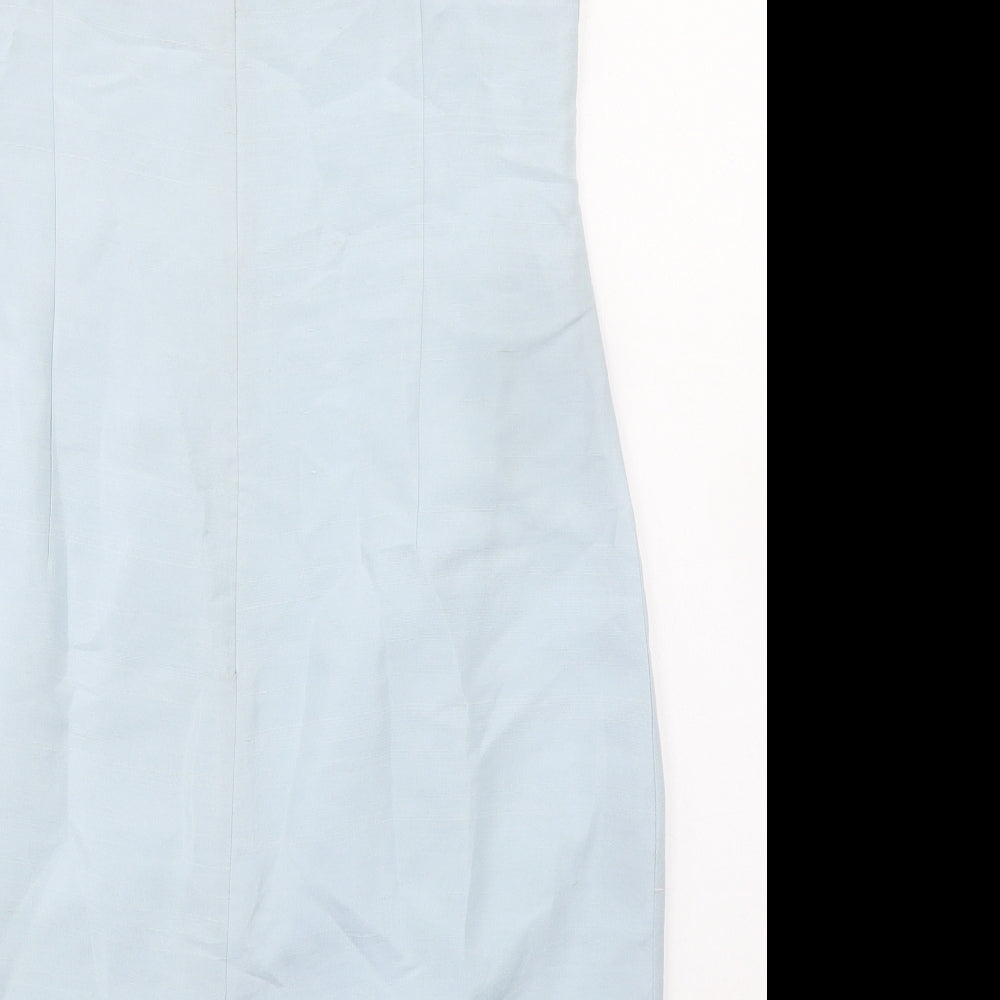 Etam Womens Blue Silk A-Line Size 14 Square Neck Zip