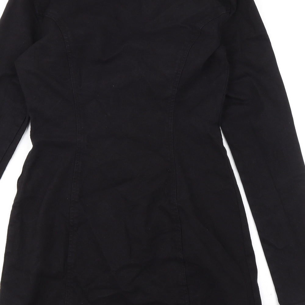Zara Womens Black Chlorofibre Mini Size M Square Neck Zip