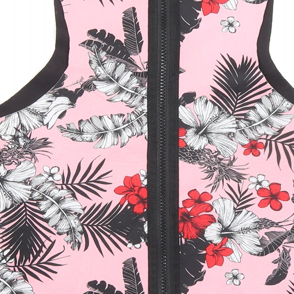 Cotton On Womens Pink Floral Polyester Cropped Tank Size S Round Neck