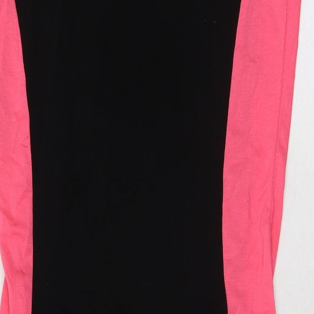 Select Womens Black Colourblock Viscose Bodycon Size 8 Round Neck Pullover - Flawless