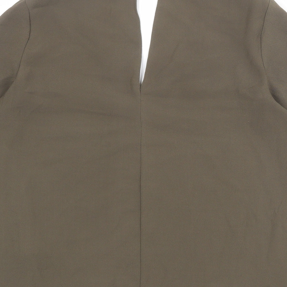 River Island Womens Green Polyester Basic Blouse Size 10 V-Neck
