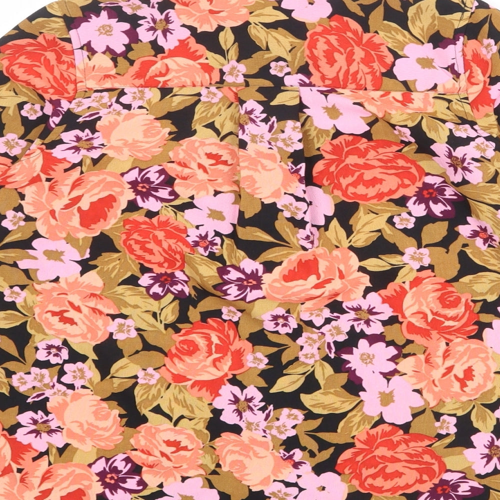 Dorothy Perkins Womens Multicoloured Floral Polyester Basic Button-Up Size 6 Collared