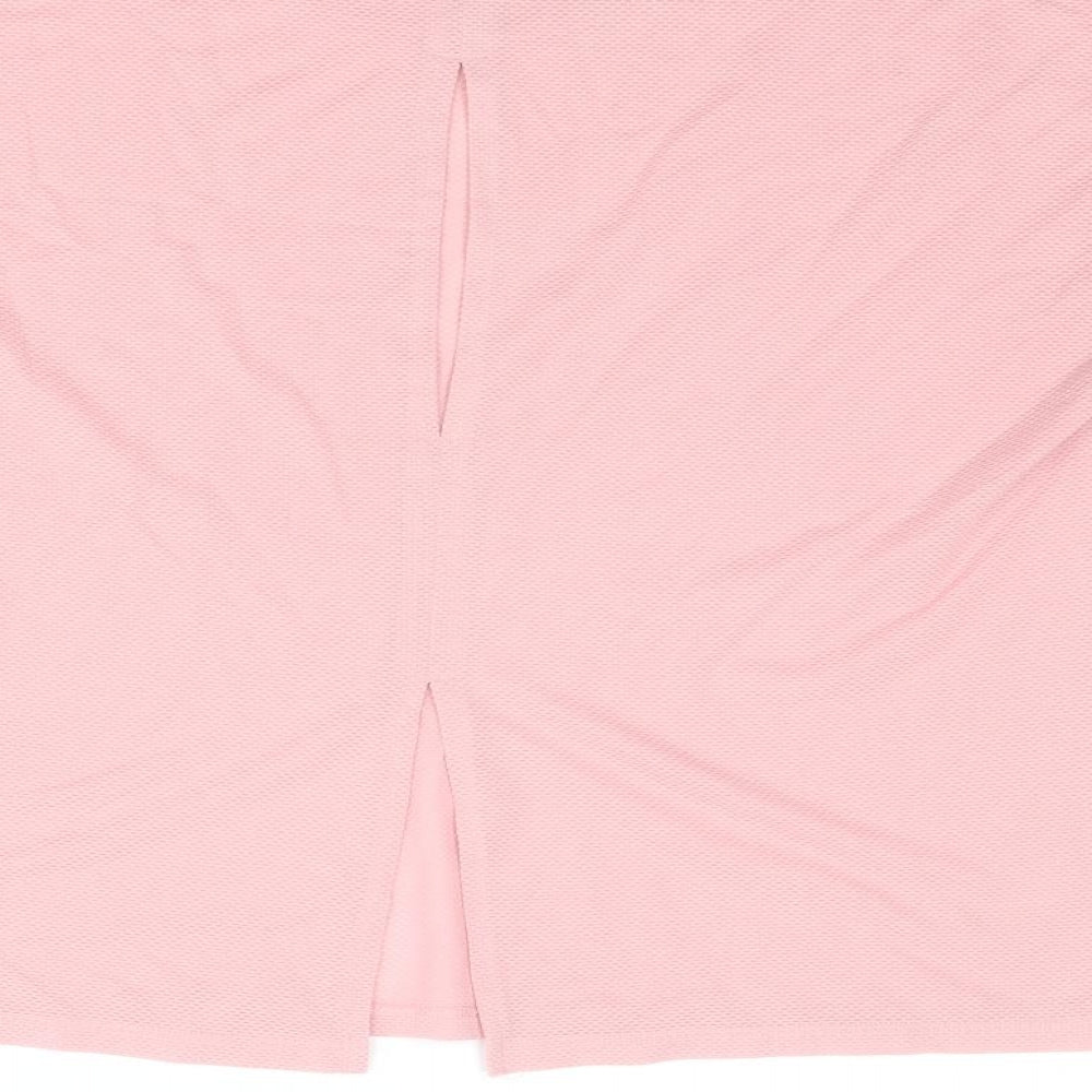Marks & Spencer Womens Pink Polyester Basic T-Shirt Size 10 Boat Neck