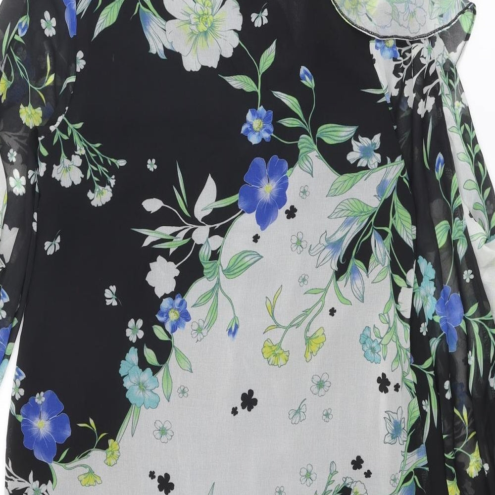 River Island Womens Multicoloured Floral Polyester Shift Size 12 V-Neck Pullover