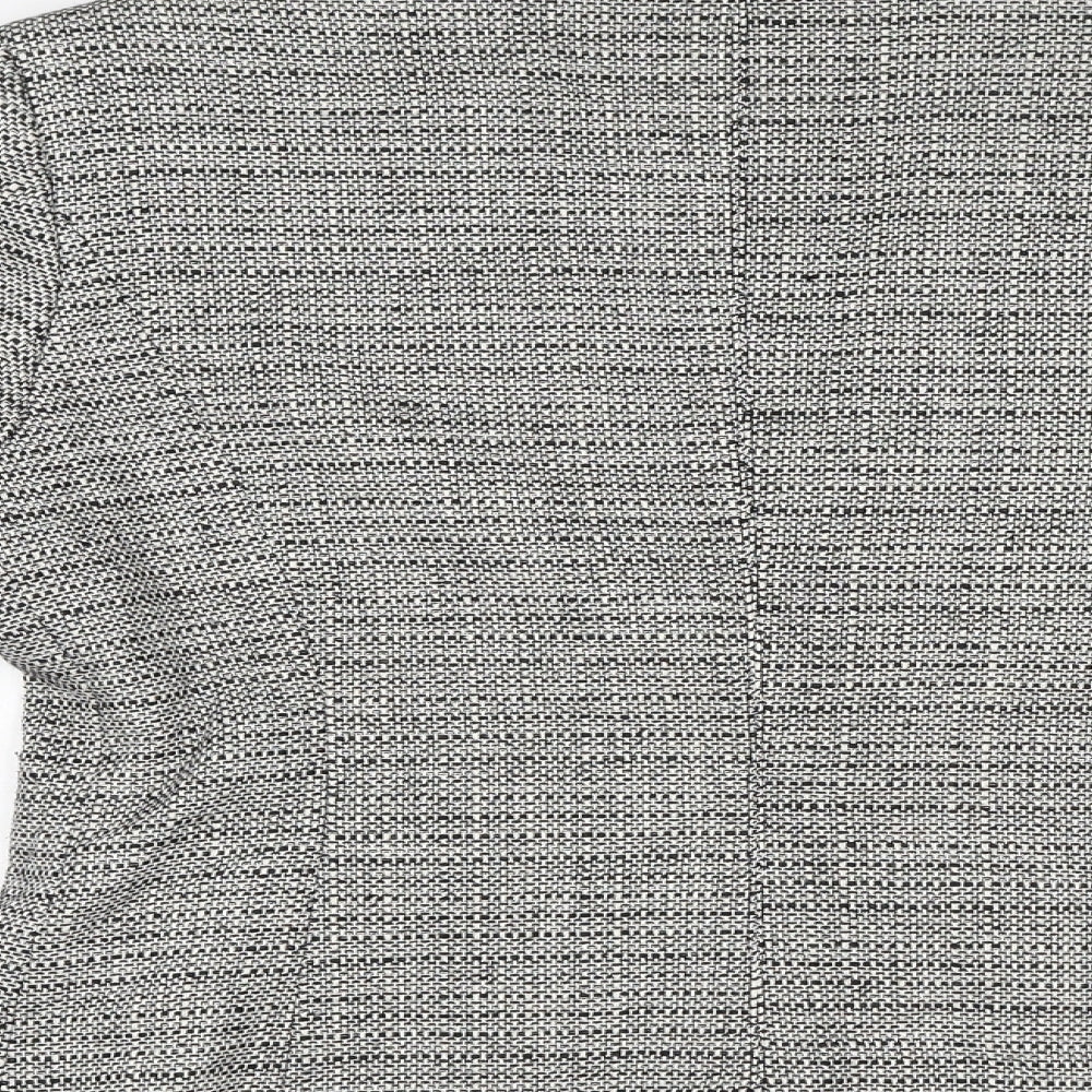 Debenhams Womens Grey Geometric Jacket Blazer Size 14 Button