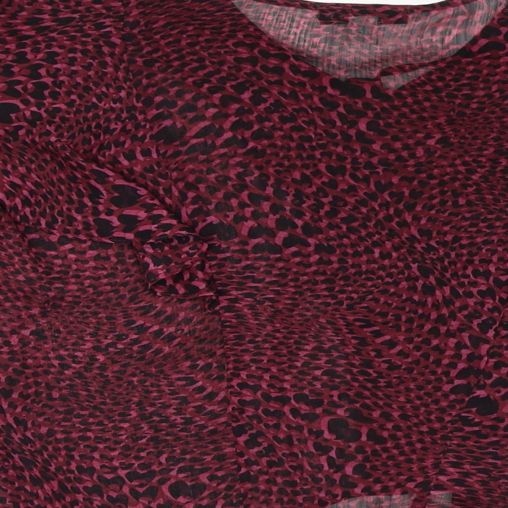 Topshop Womens Purple Geometric Polyester Basic Blouse Size 10 V-Neck