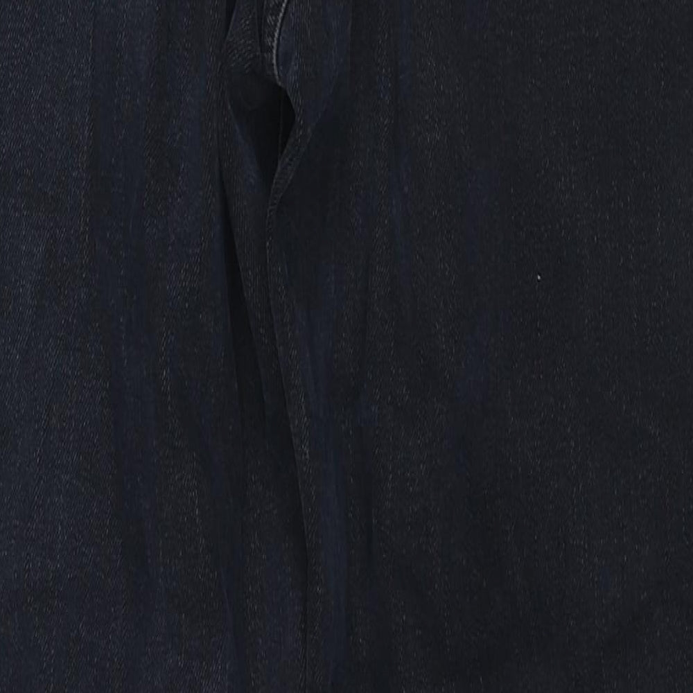 Marks & Spencer Womens Blue Cotton Tapered Jeans Size 10 L26 in Regular Zip