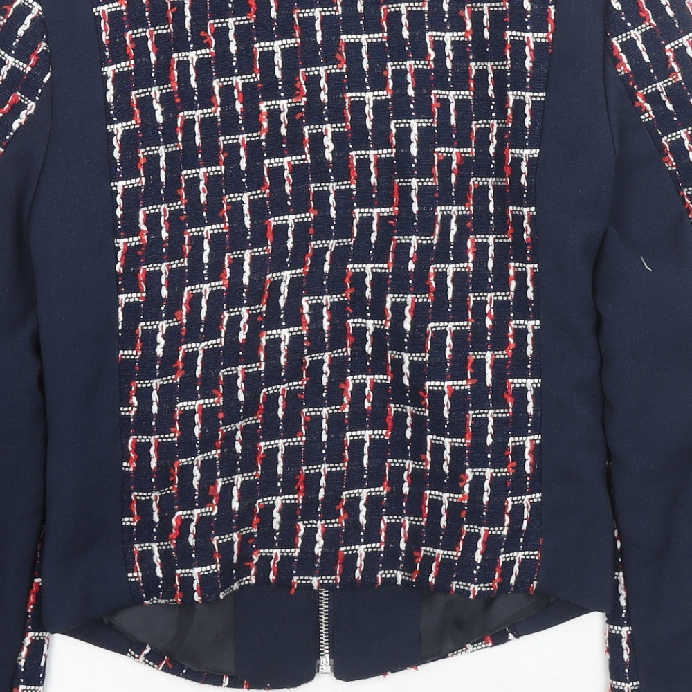 H&M Womens Blue Geometric Jacket Size 4 Zip
