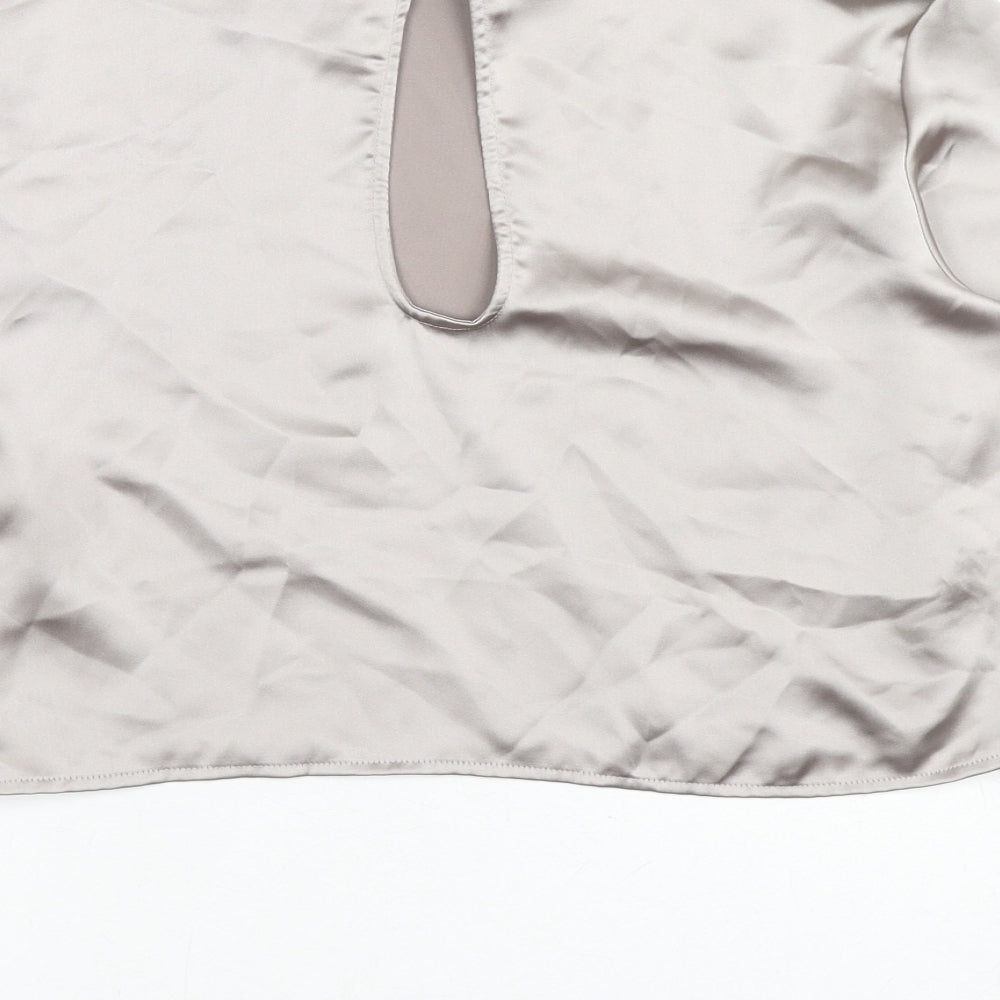 H&M Womens Beige Polyester Basic Blouse Size XS Round Neck