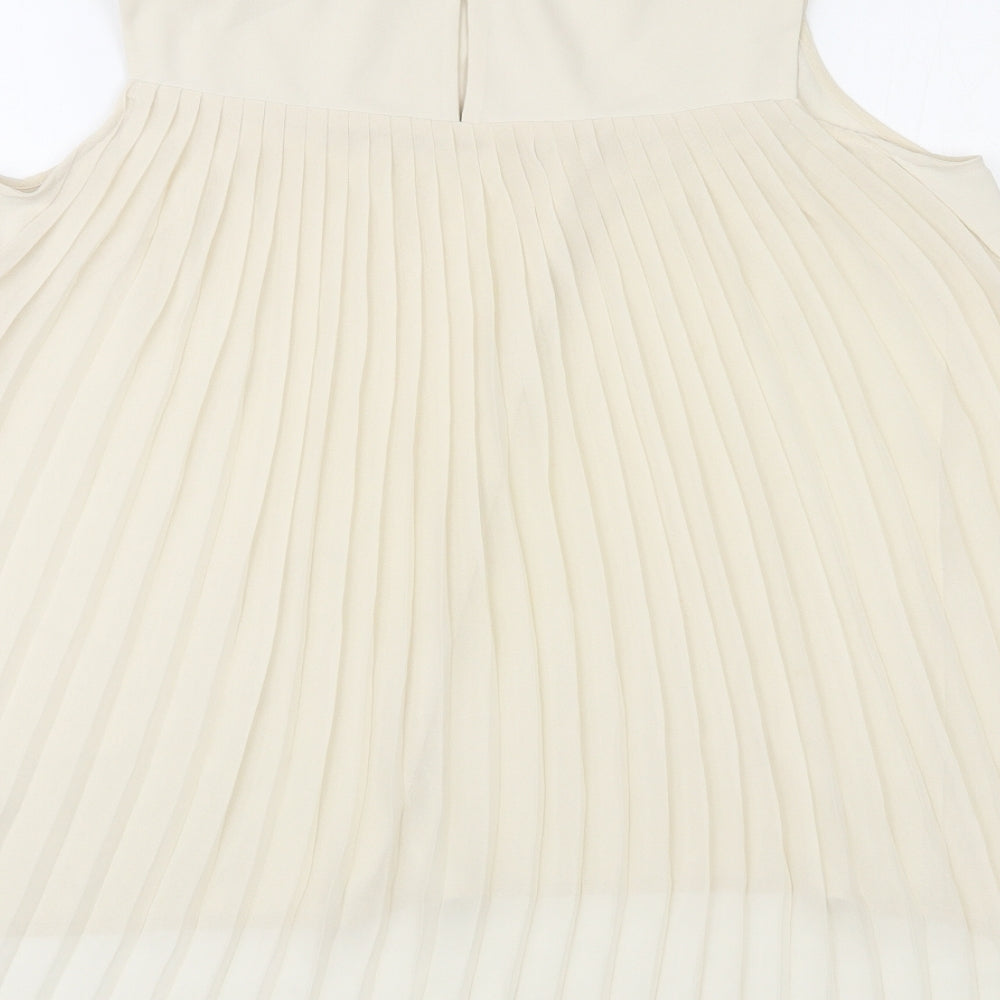 Oasis Womens Ivory Polyester Basic Tank Size 12 Round Neck