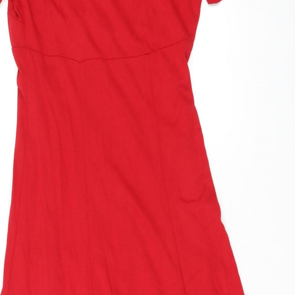 Country Casuals Womens Red Viscose A-Line Size S V-Neck Pullover
