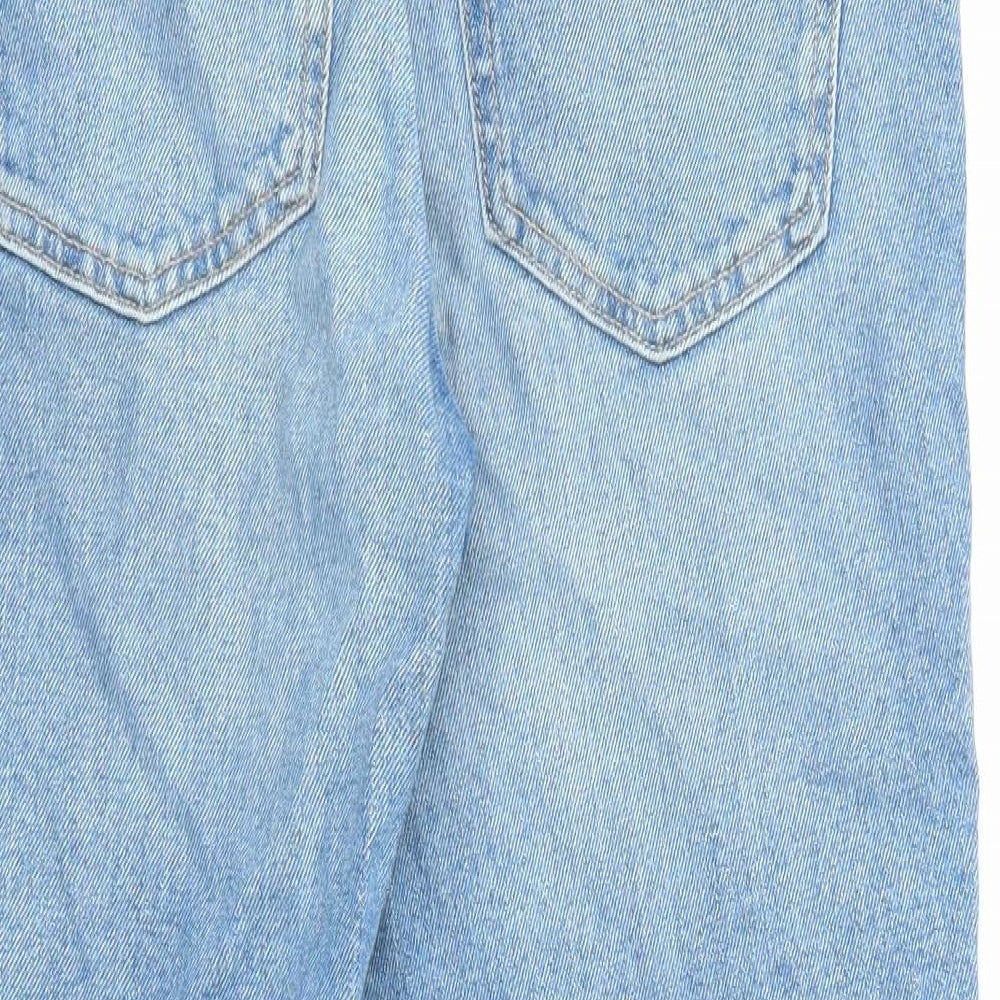 H&M Womens Blue Cotton Straight Jeans Size S L26 in Regular Zip