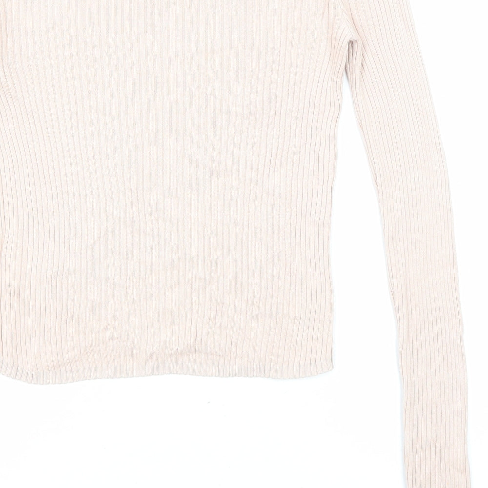 Divided by H&M Womens Pink Crew Neck Acrylic Pullover Jumper Size S