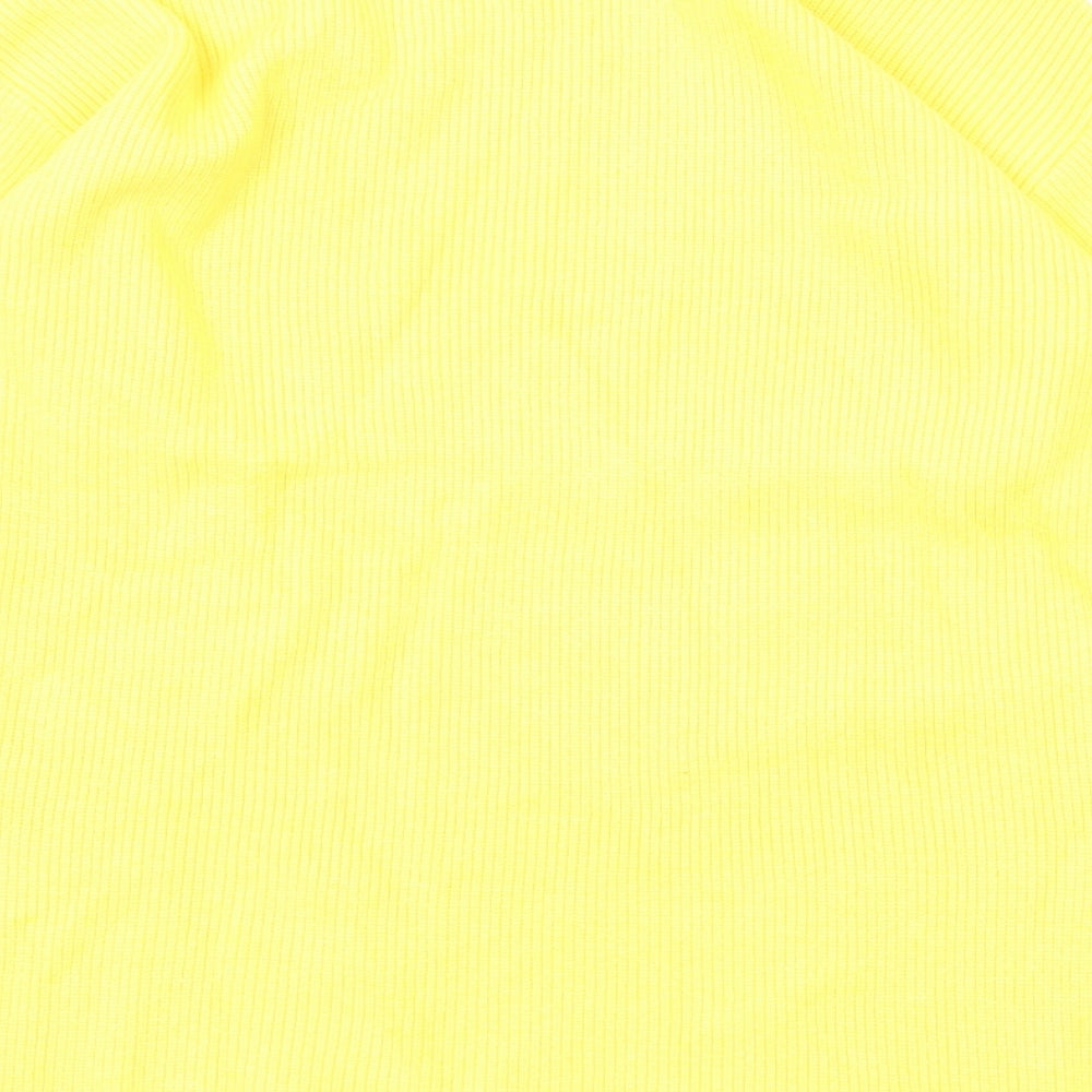 Marks & Spencer Womens Yellow Mock Neck Viscose Pullover Jumper Size M - Ribbed