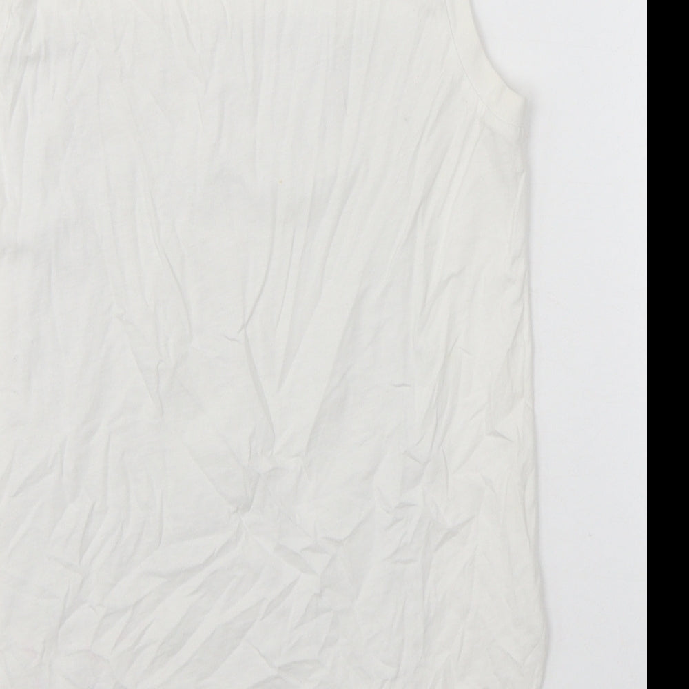 Zara Womens White Polyester Basic Tank Size S Crew Neck