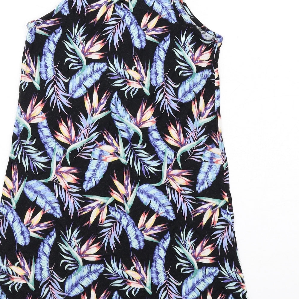 H&M Womens Multicoloured Geometric Viscose Tank Dress Size 6 Square Neck Pullover