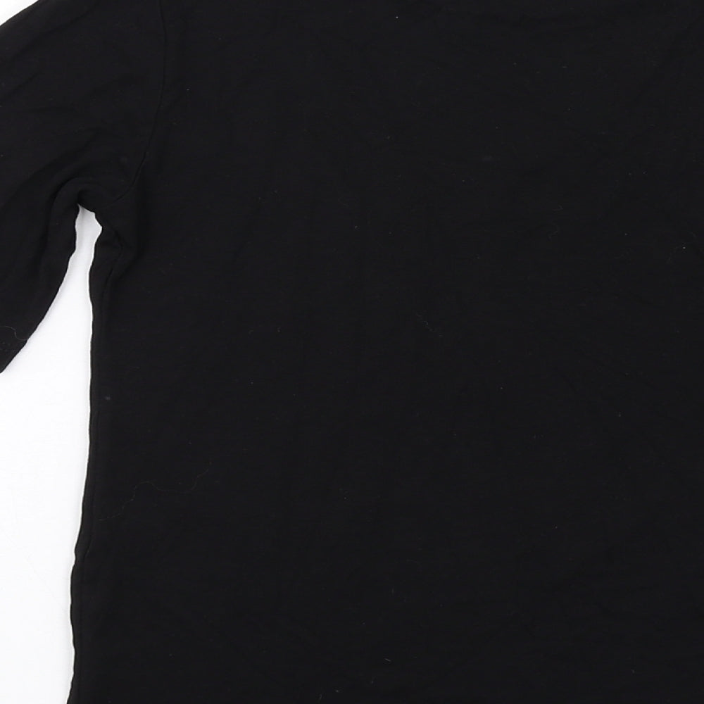 COLLUSION Womens Black Cotton Basic T-Shirt Size 4 Mock Neck