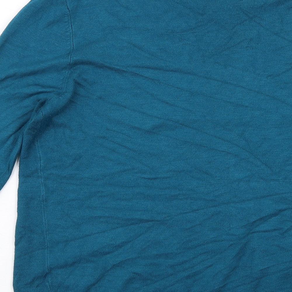 Bonmarché Womens Blue Round Neck Viscose Pullover Jumper Size 12