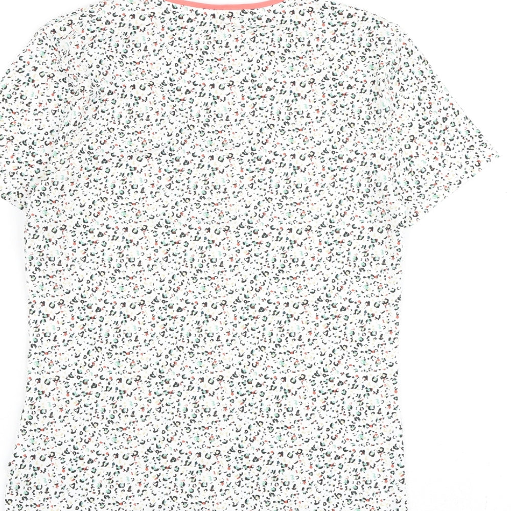 Marks & Spencer Womens Multicoloured Animal Print Cotton Basic T-Shirt Size 8 Round Neck - Leopard Print