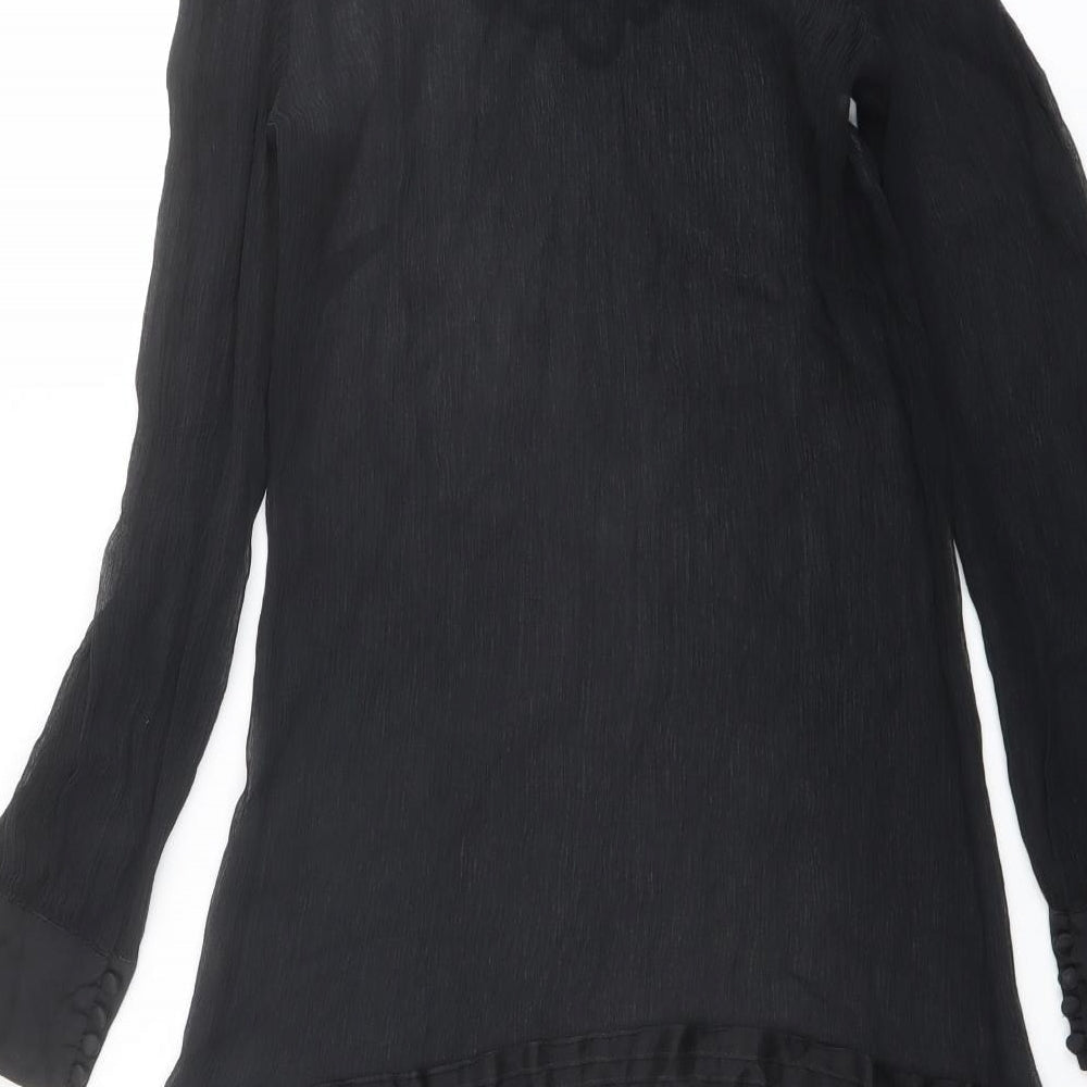 Monsoon Womens Black Polyester Basic Blouse Size 12 Round Neck