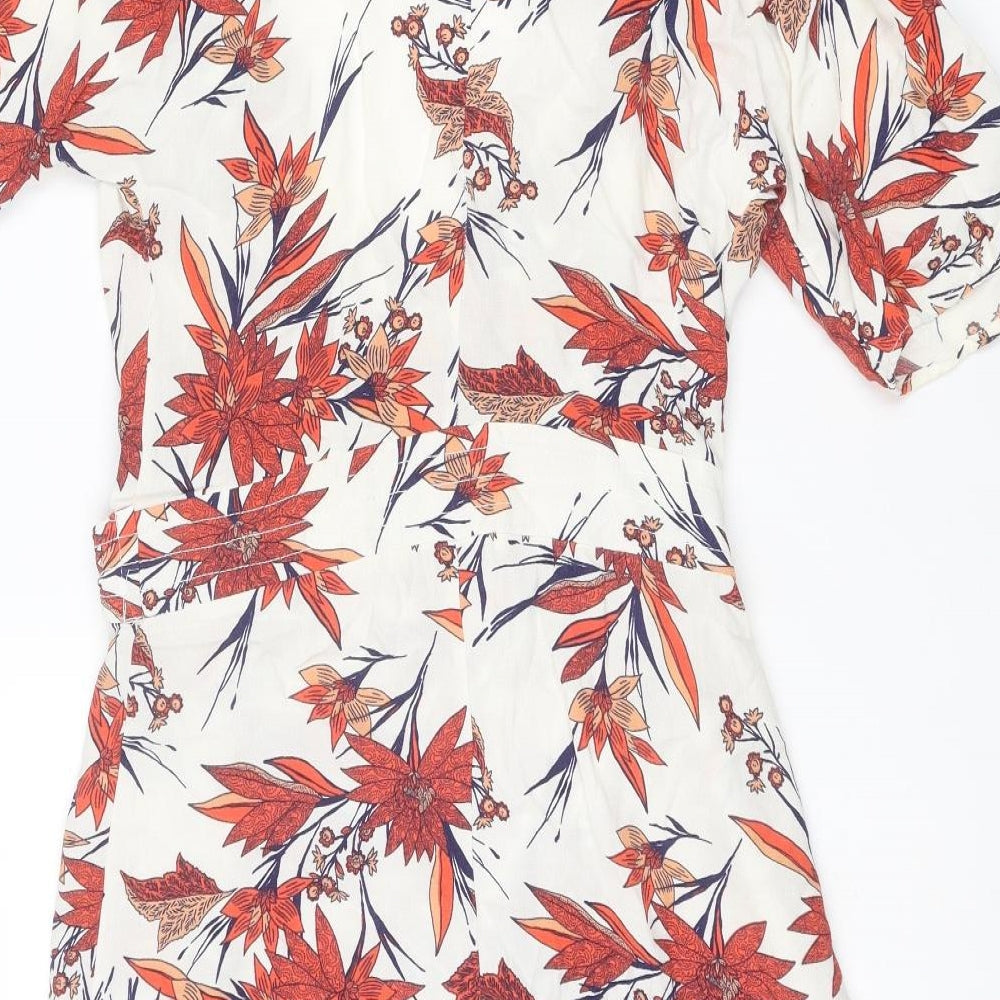 Marks & Spencer Womens Multicoloured Floral Viscose Wrap Dress Size 8 V-Neck Button