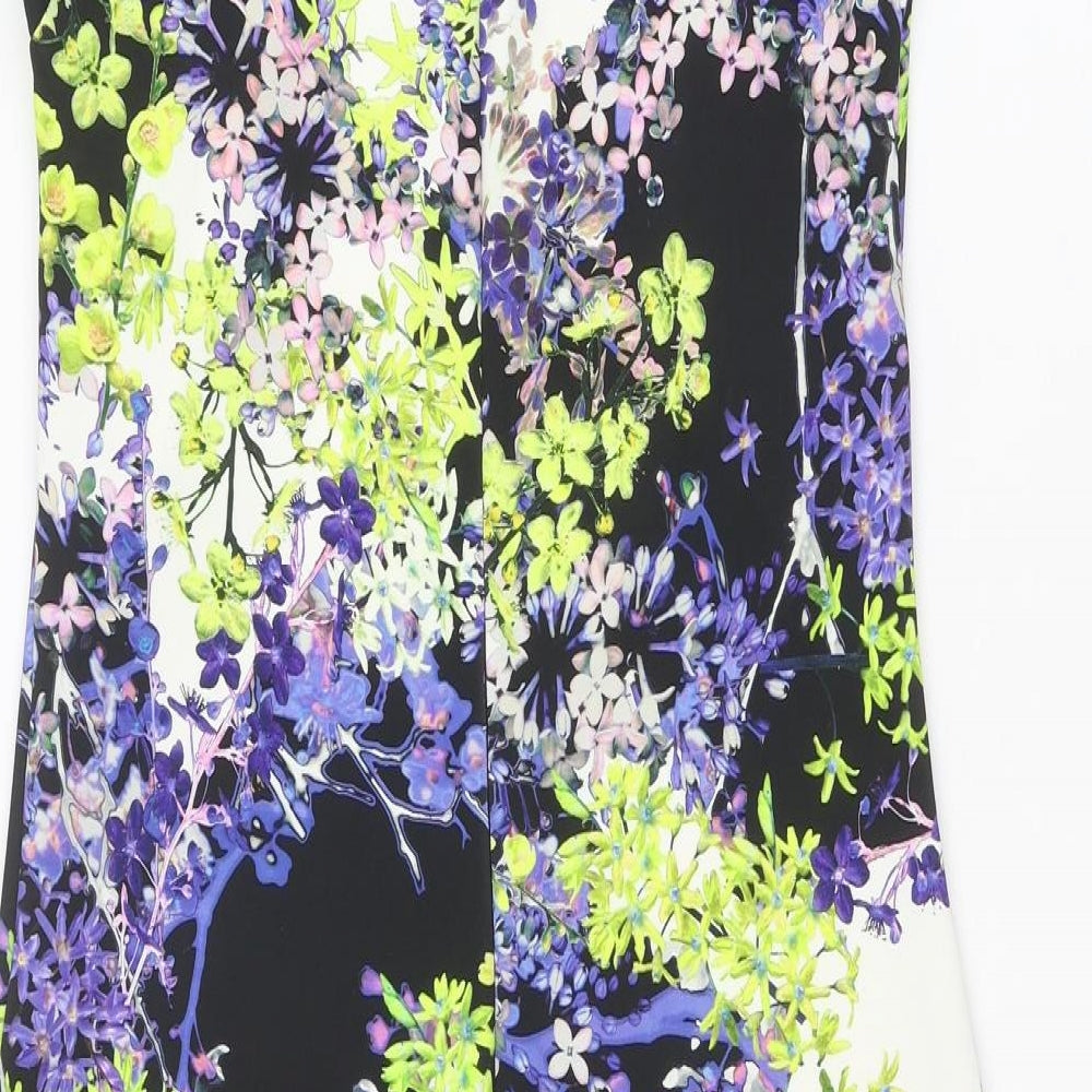 Marks & Spencer Womens Multicoloured Floral Polyester Shift Size 12 Round Neck Zip