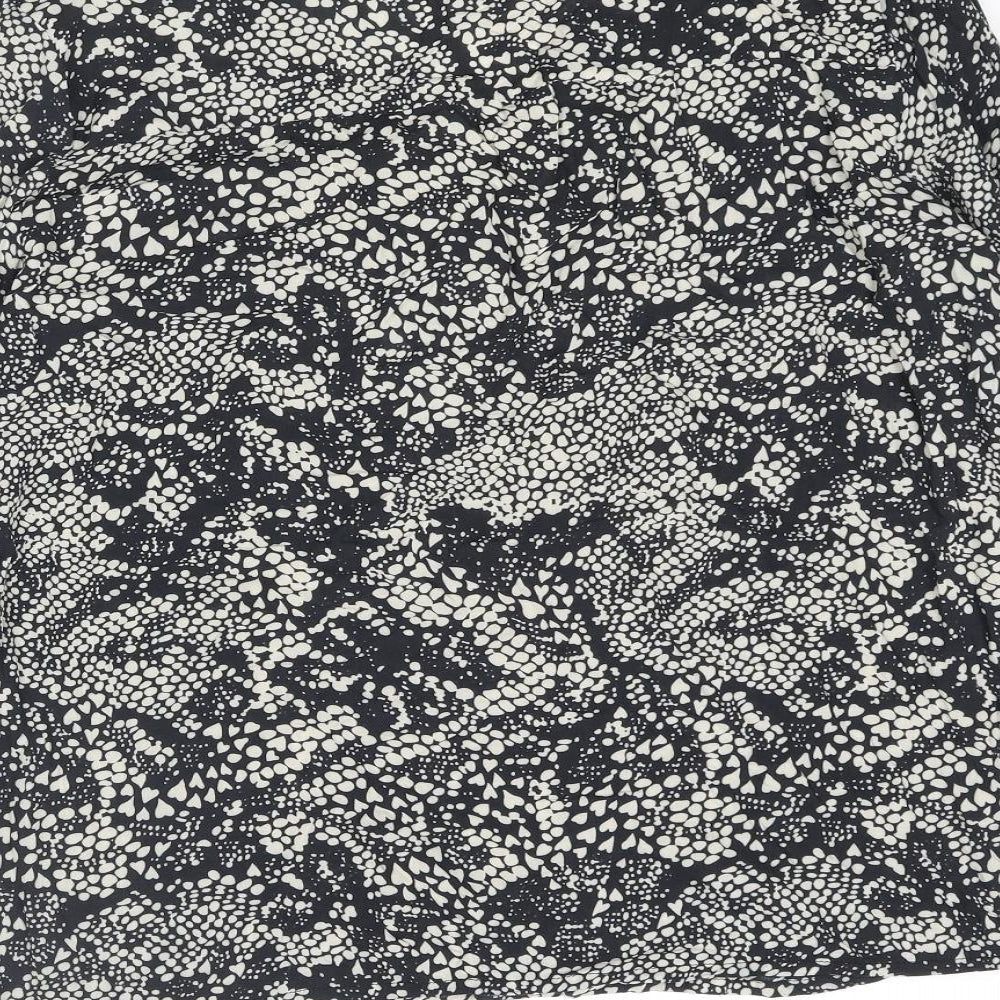 Only Womens Grey Animal Print Polyester Basic T-Shirt Size 10 V-Neck