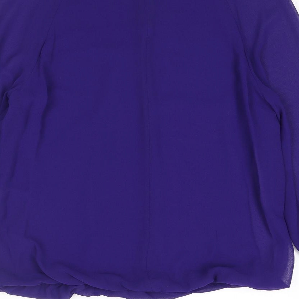 Phase Eight Womens Blue Polyester Basic Blouse Size 10 Round Neck
