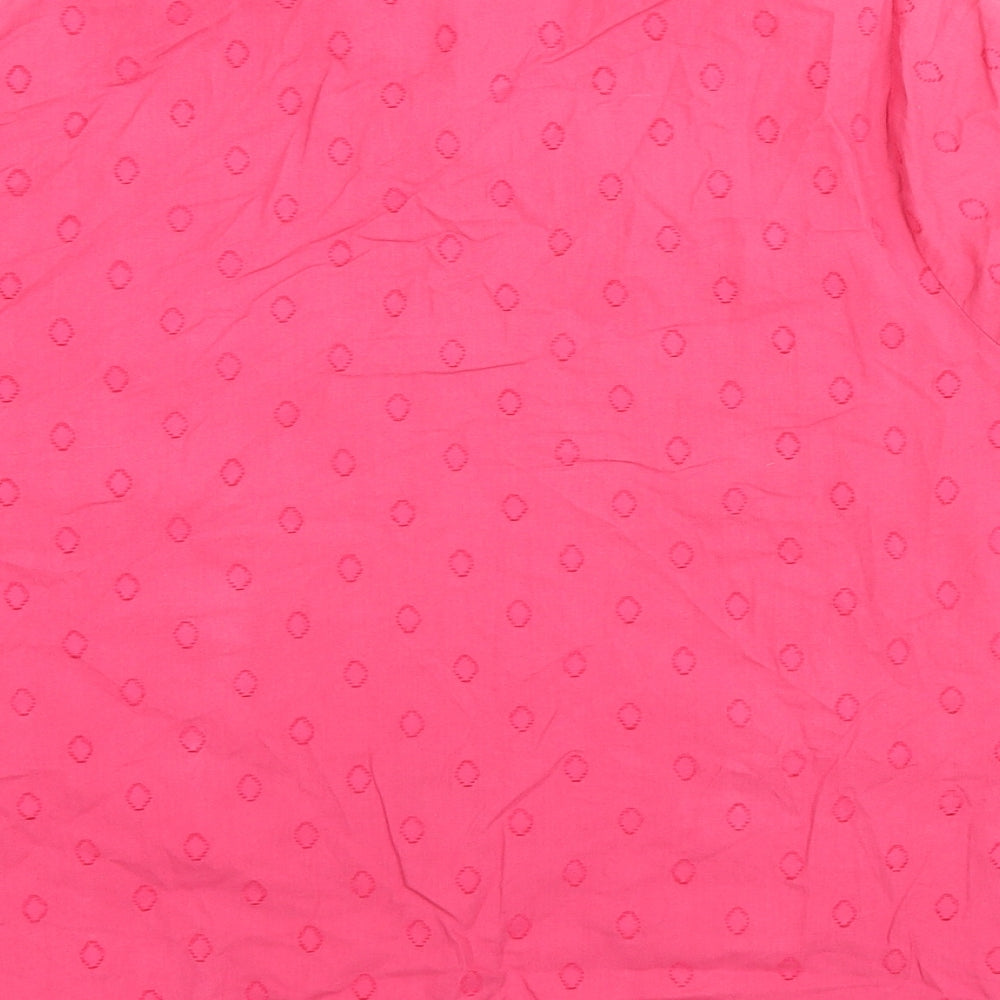 Classic Womens Pink Geometric Cotton Basic Button-Up Size 16 Collared