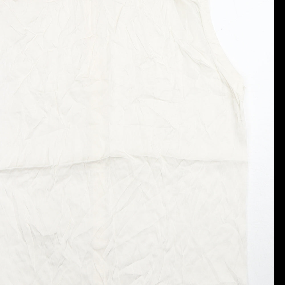 H&M Womens White Viscose Basic Button-Up Size M Collared