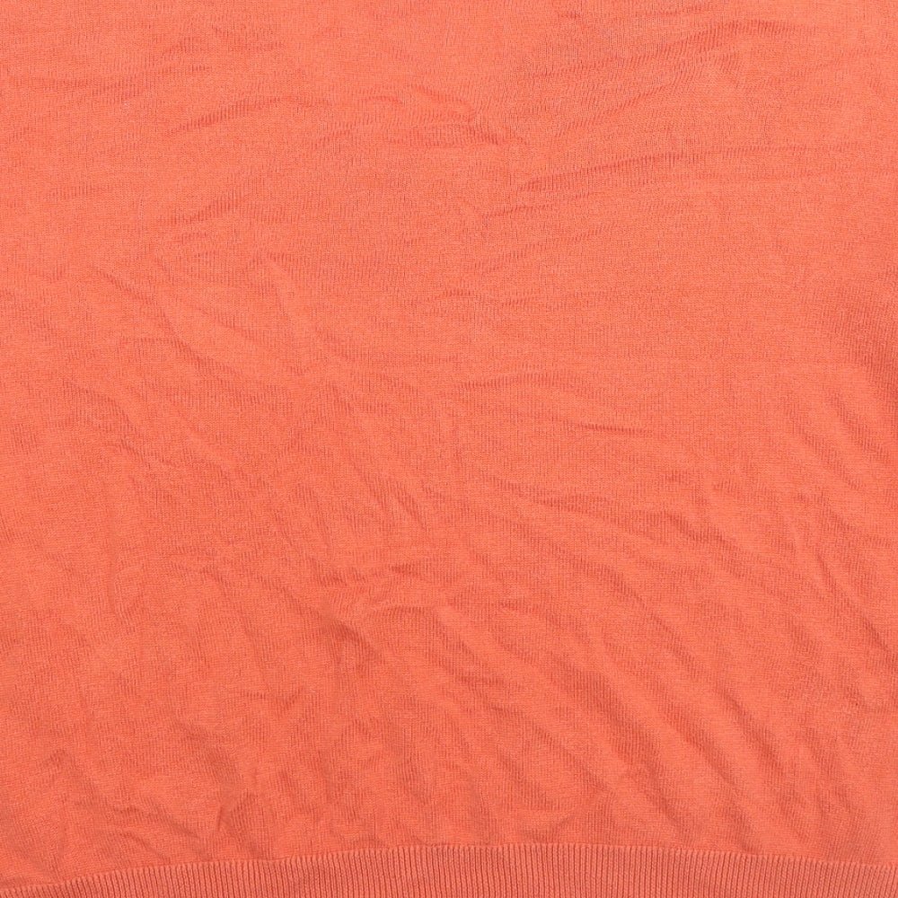 Marks & Spencer Womens Orange V-Neck Cotton Pullover Jumper Size M