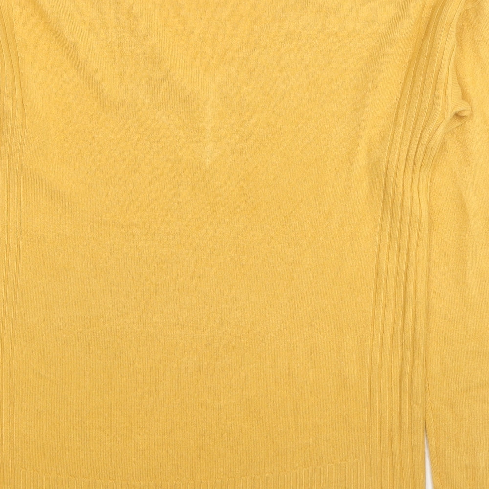 NEXT Womens Yellow V-Neck Acrylic Pullover Jumper Size 8