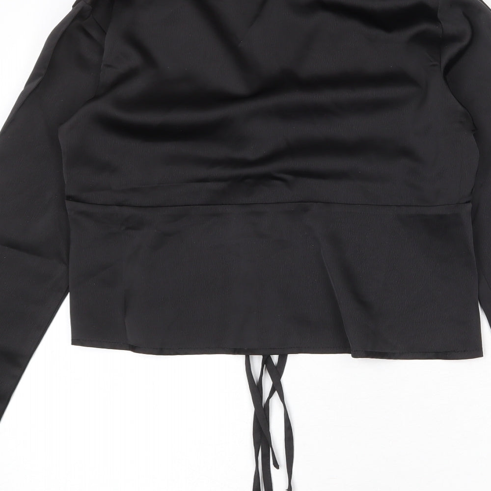 Missguided Womens Black Polyester Basic Blouse Size 8 Collared