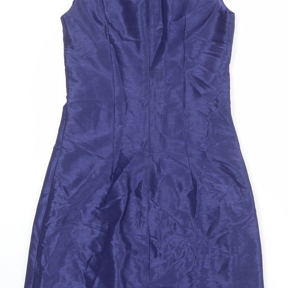 ginny Womens Blue Polyester Shift Size M V-Neck Zip