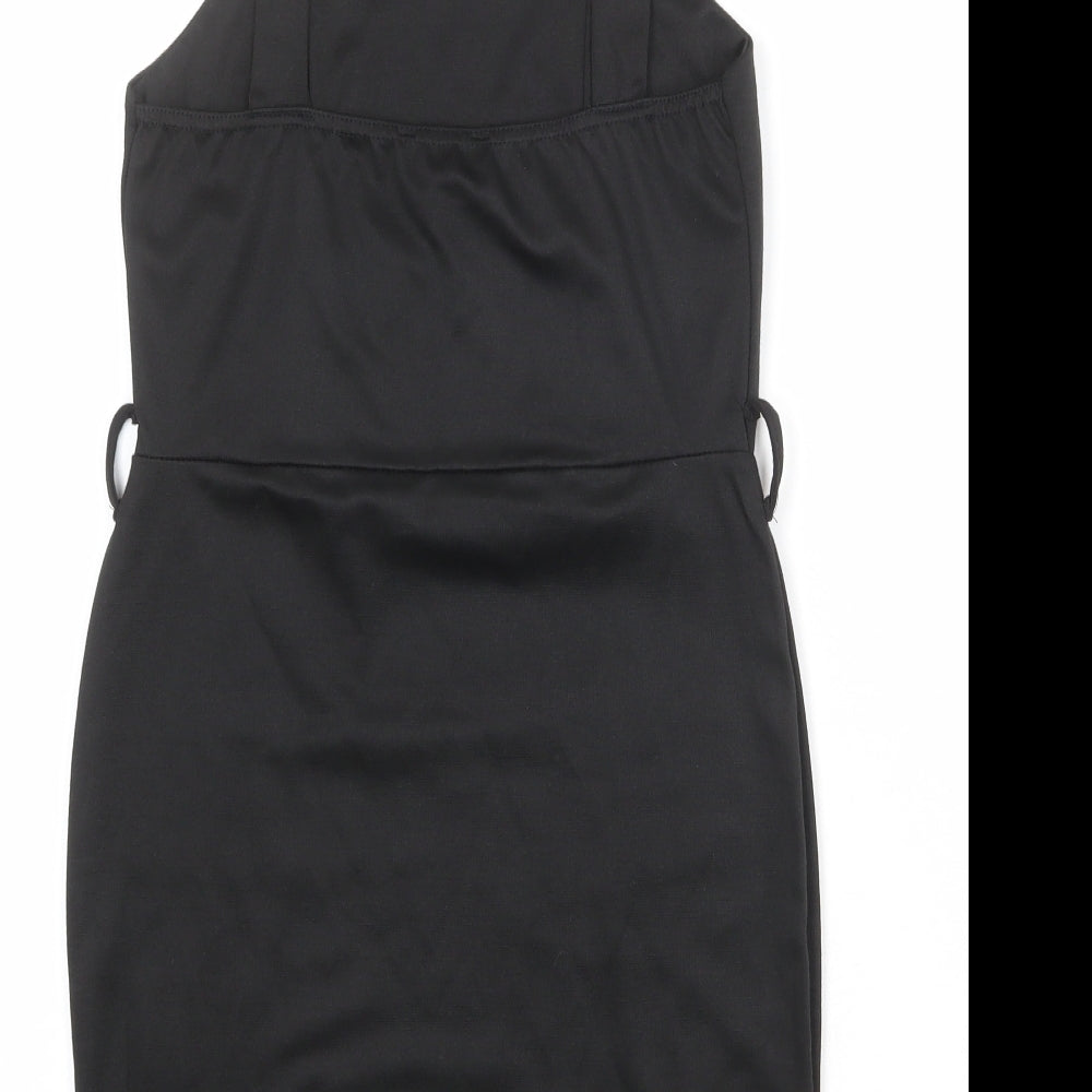 Select Womens Black Polyester Pinafore/Dungaree Dress Size 10 Square Neck Pullover
