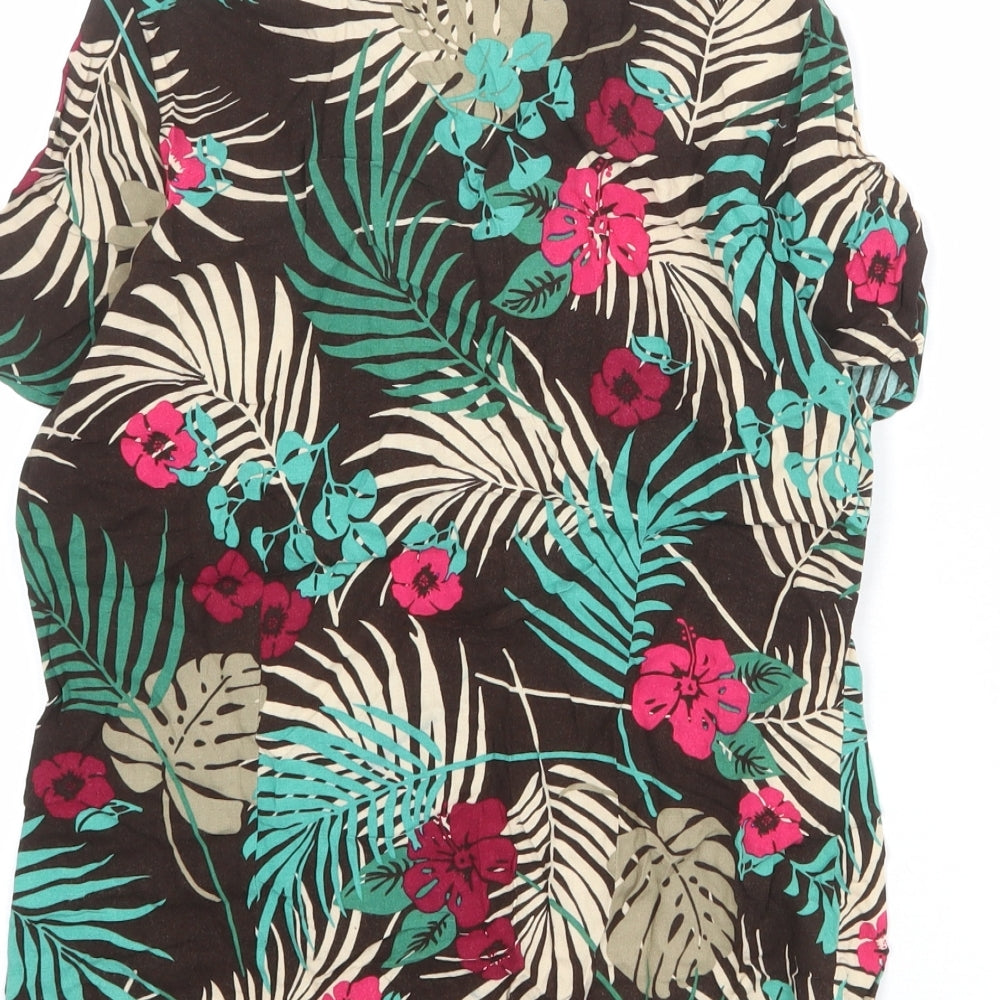 Croft & Barrow Womens Multicoloured Floral Viscose Basic Button-Up Size S Collared