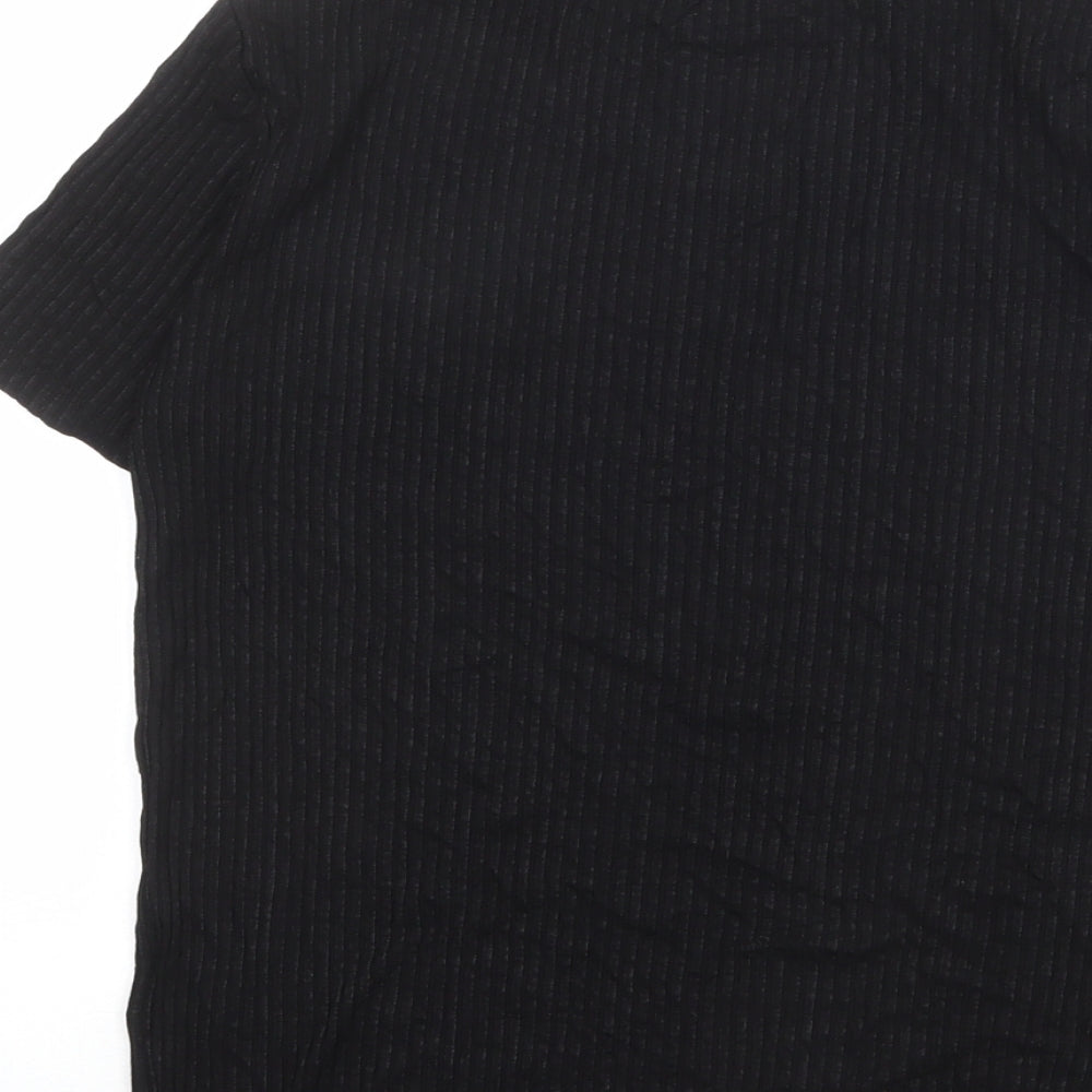 Red Herring Womens Black Viscose Basic T-Shirt Size 12 Mock Neck